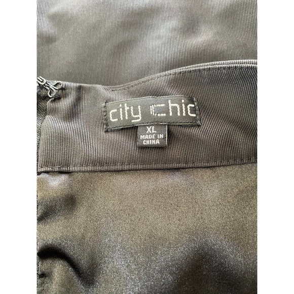 City Chic Black & White Stripe Floral A-Line Skirt - Picture 8 of 10